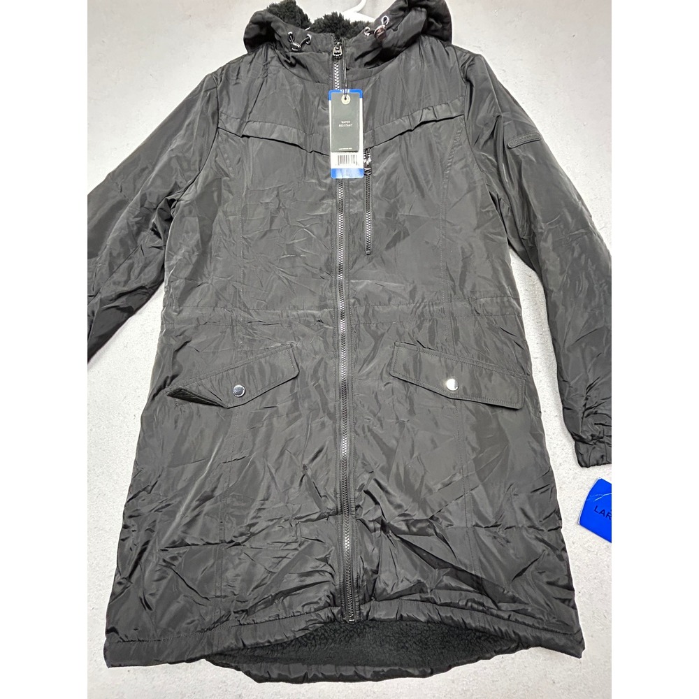 Lucky Brand Parka Jacket Polyester Black Large Womens